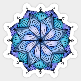 Bluesy Floral Mandala Sticker